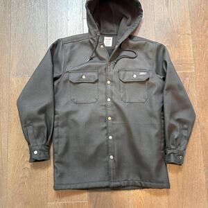 Dickies Black Hooded Work Jacket with Snap Buttons Men's Size Small